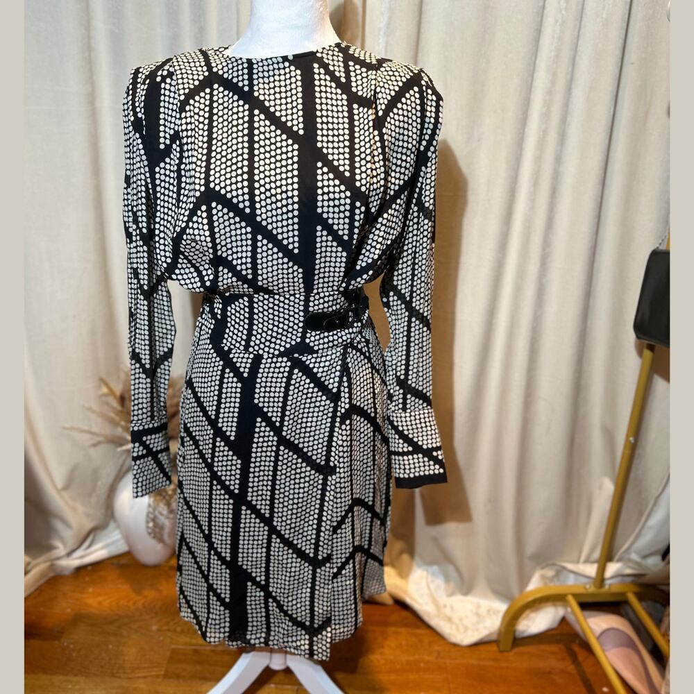 NWT Massimo Dutti Women's Black & White Polka Dot A-Line Dress‎ – Size US 2